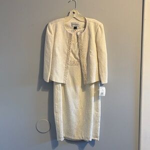 David's Bridal Cream Textured Dress